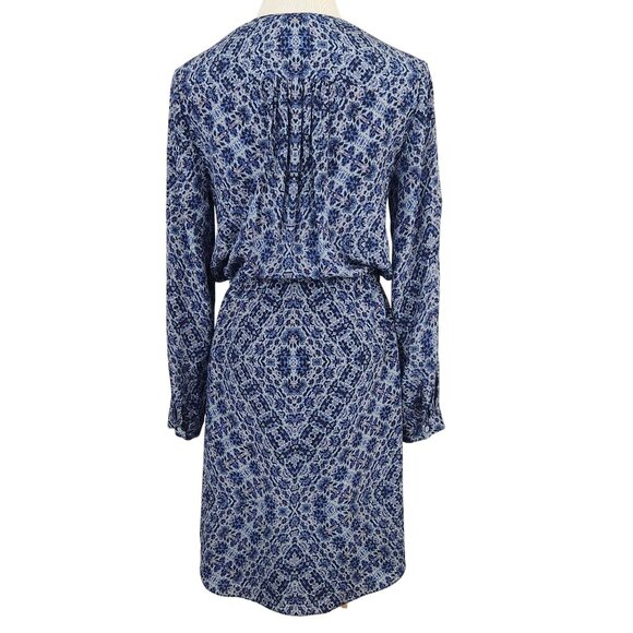 Rebecca Taylor Dress Women's 0 Silk V Neck Long Sleeve Mini Blue Floral Pockets - Picture 5 of 15